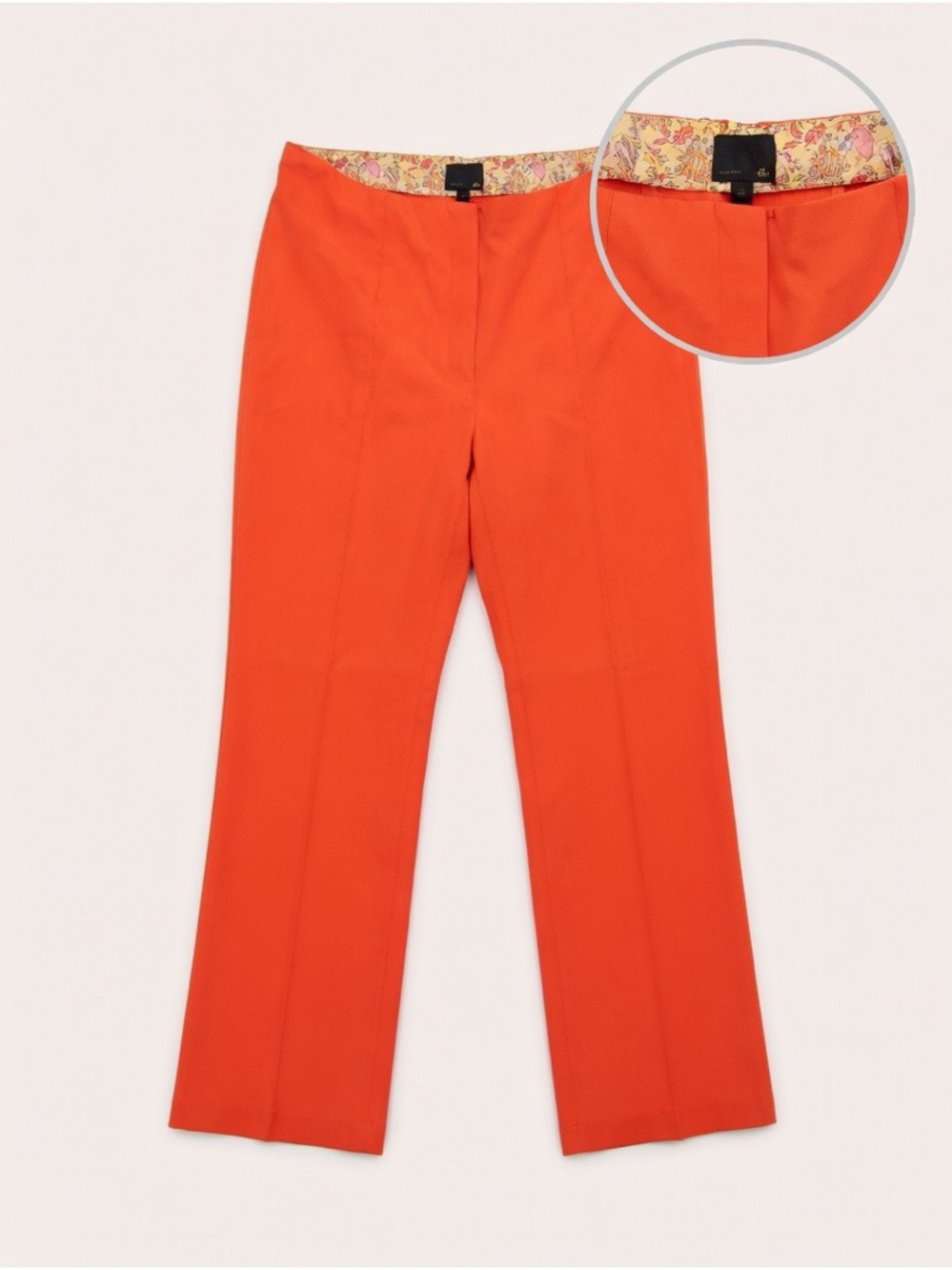 Fendi Women's Bright Orange High-Waist Straight Pants
